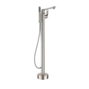 Single-Handle Freestanding Tub Faucet Bathtub Filler Faucet with Hand Shower in Brushed Nickel