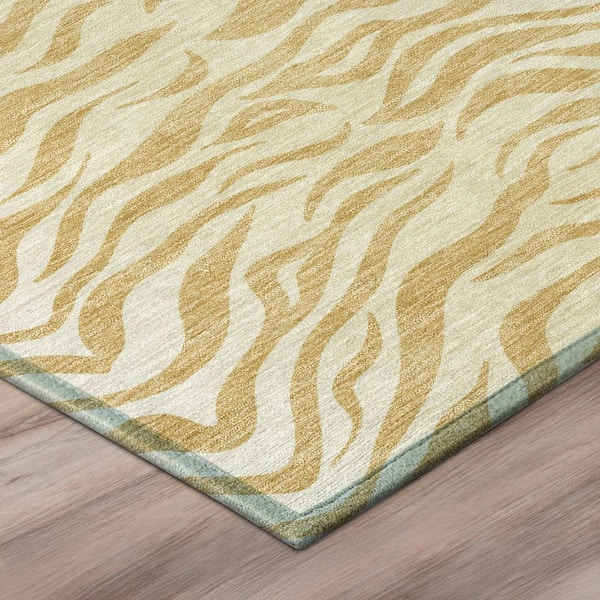 Chantille Machine Washable Indoor/Outdoor Abstract ACN2925 Gold 2 ft. x 7 ft. Runner Rug