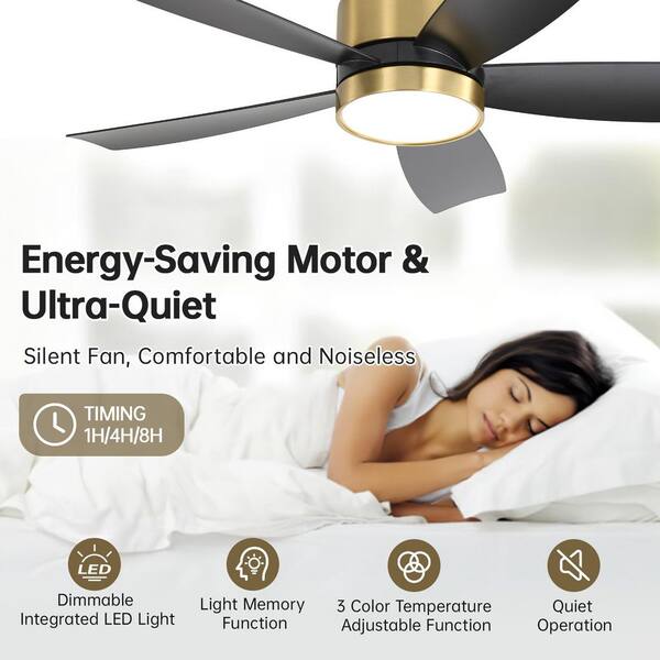 Sofucor 42 in. Glod Indoor/Outdoor Ceiling Fan with Dimmable