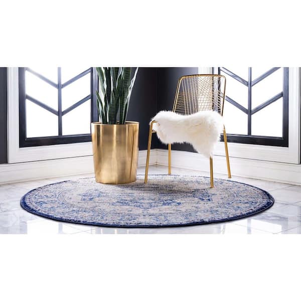 Augustus Turin Blue 8' 0 x 8' 0 Round Rug