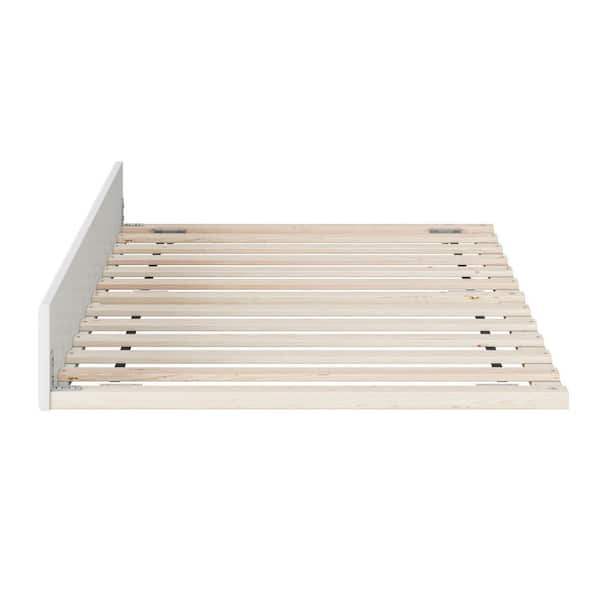 White Mid-Century Modern Solid Wood Frame Twin Trundle Bed