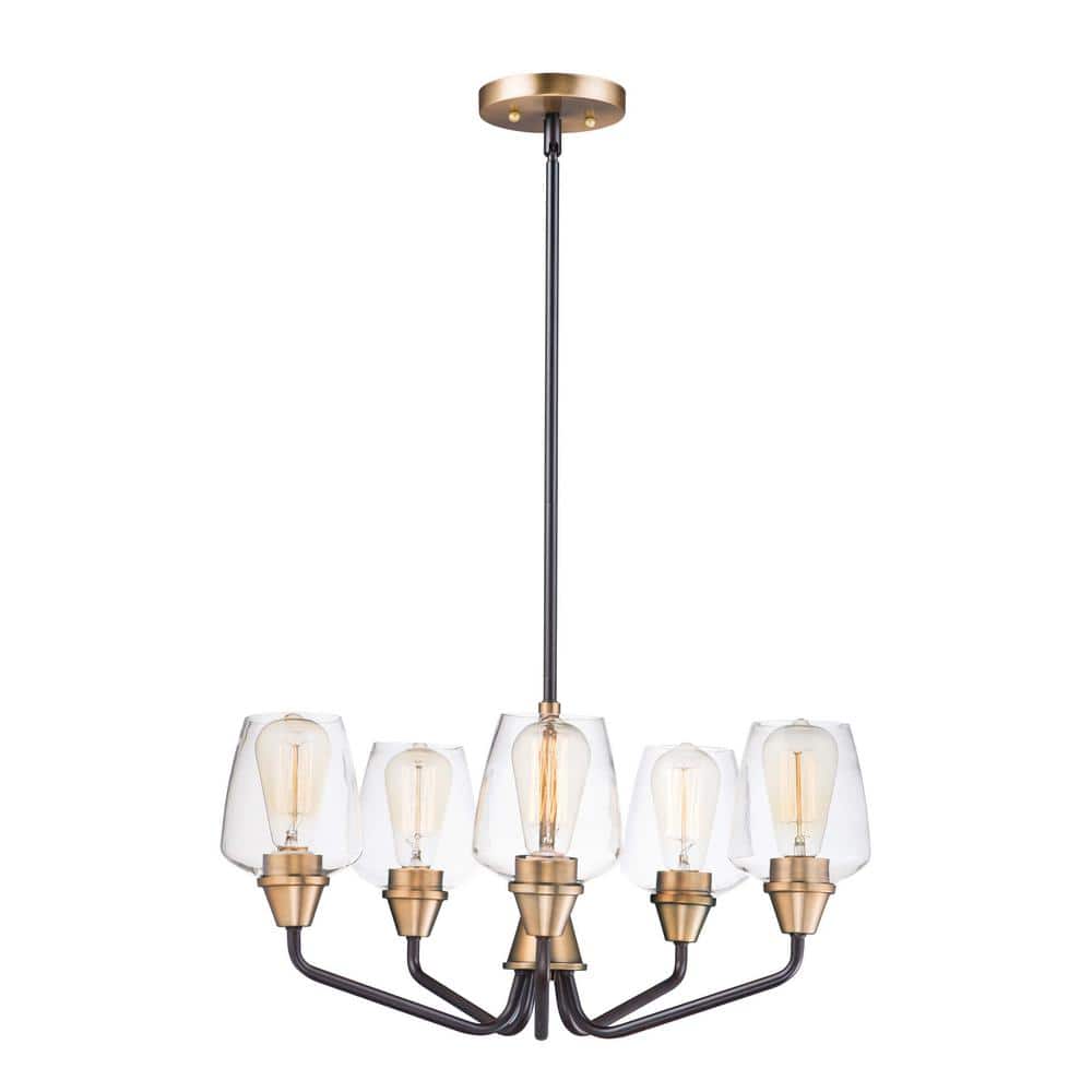 Goblet 23 in. W 5-Light Bronze/Antique Brass Chandelier with Clear Shade price history on PriceWatchPro
