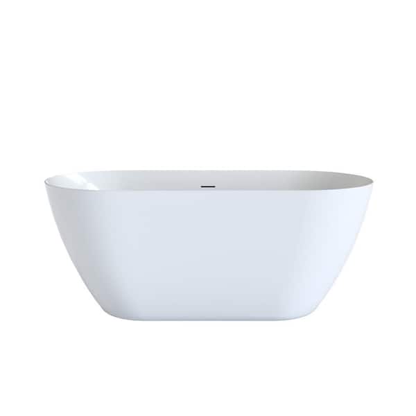 59.06 in. x 28.74 in. Acrylic Soaking Bathtub in White with Center Drain