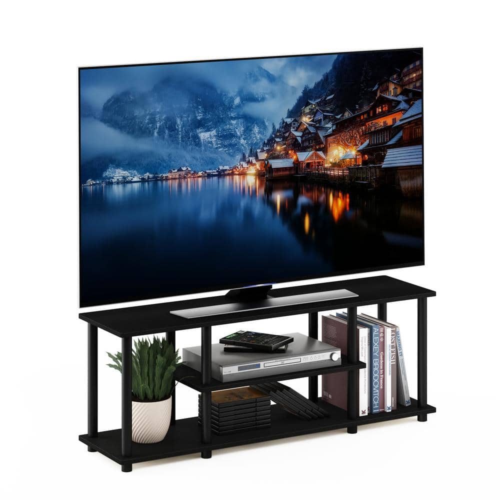 Walnut Rectangular 3-Tier Corner TV Stand with Shelves