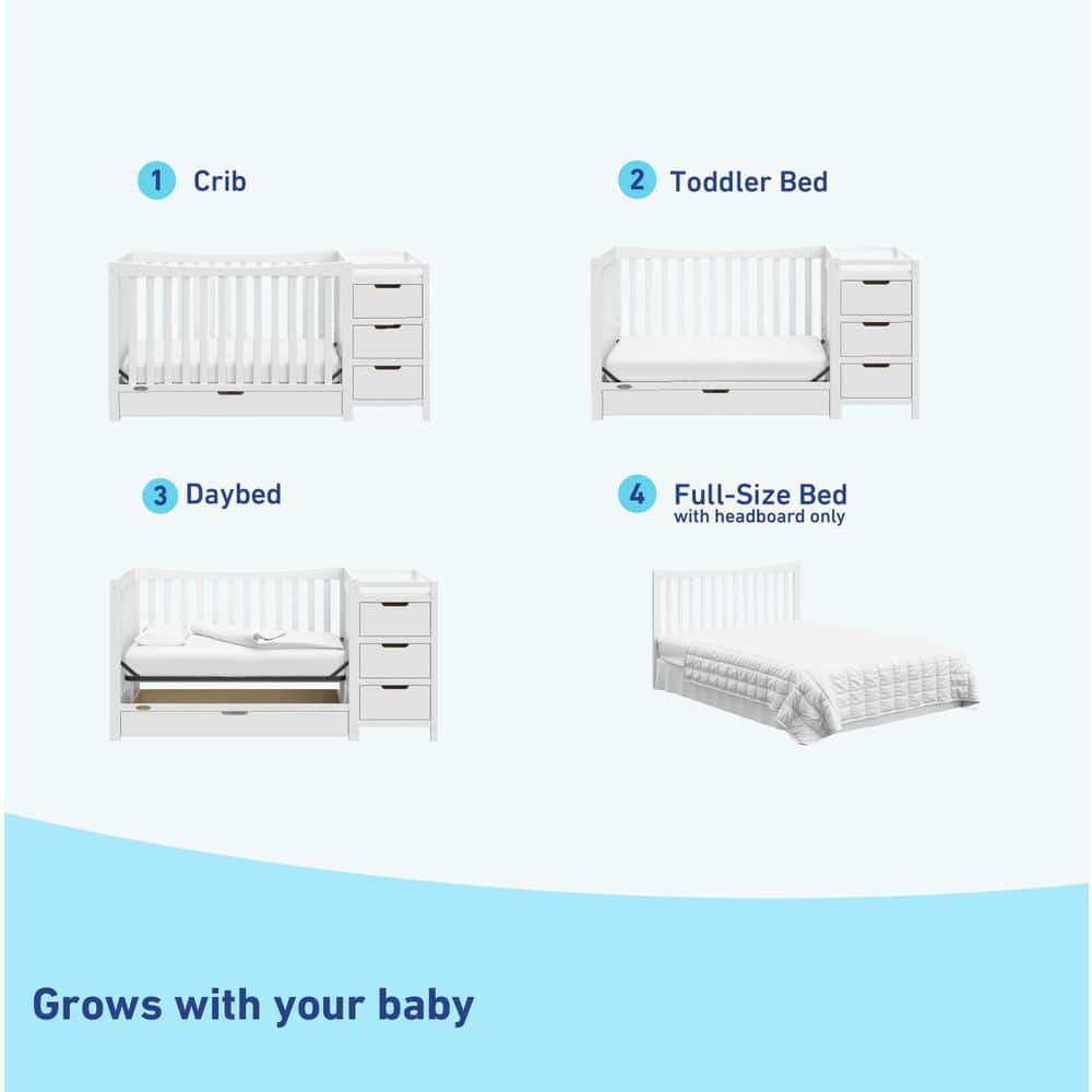 White Pine 4-in-1 Convertible Crib with Changer and Drawer