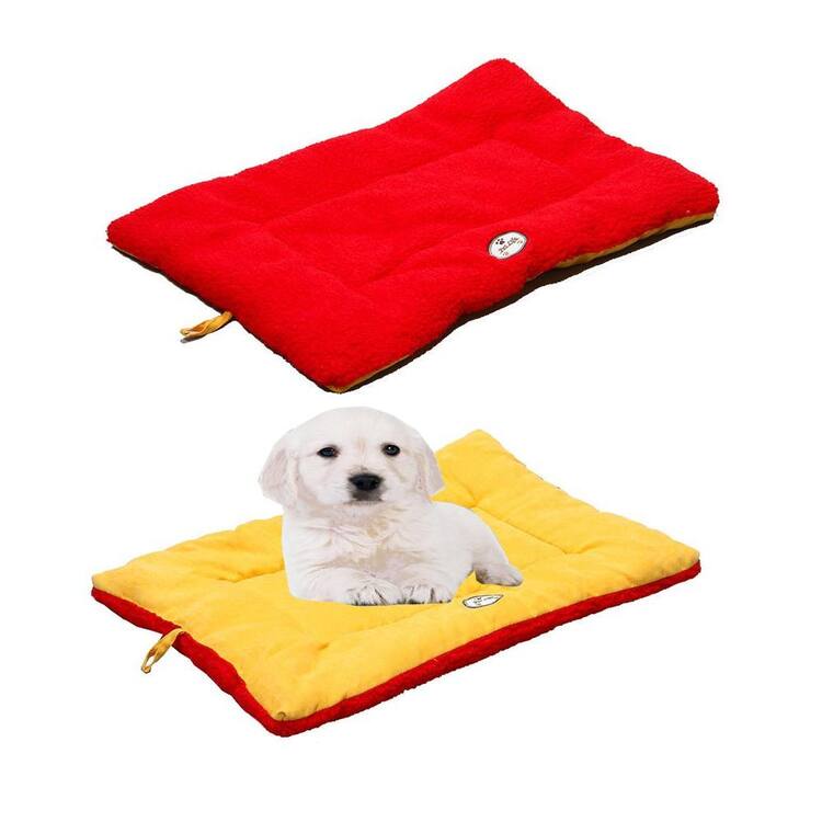 PET LIFE Eco-Paw Medium Orange and Red Reversible Pet Bed