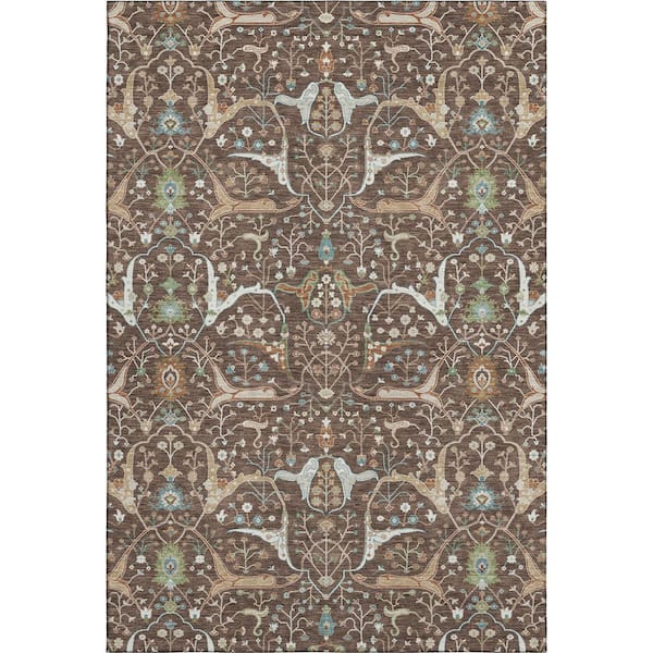 Mayfield Premium Machine Washable Abstract AMF2250 Brown 10 ft. x 14 ft. Area Rug