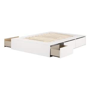 Fusion Pure White Queen Size Bed 59.75 in. W with 6-Drawers