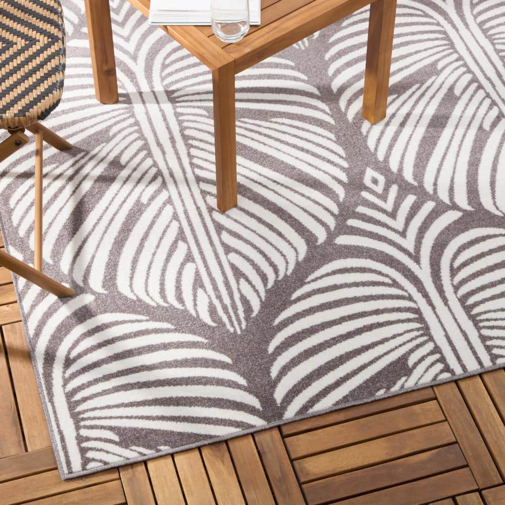 Lanai Dark Grey and Ivory Synthetic Rectangular Area Rug