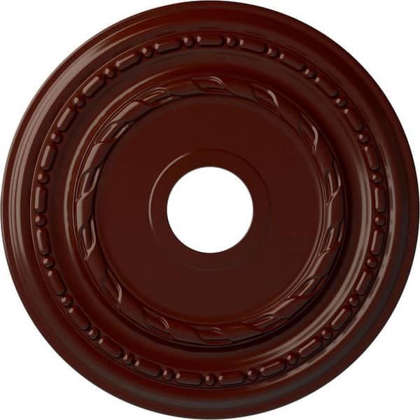 Ekena Millwork 1-1/4" x 17-7/8" x 17-7/8" Polyurethane Dublin Ceiling Medallion, Brushed Mahogany