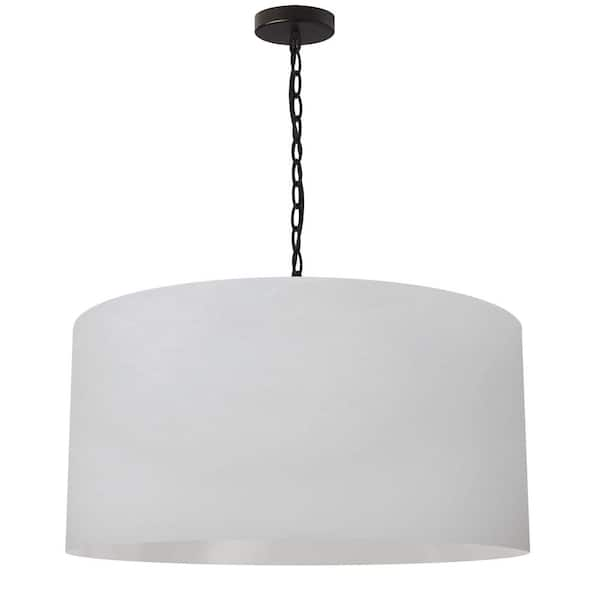 Dainolite Braxton 1-light Black Pendant with White Fabric Shade BXN-L ...