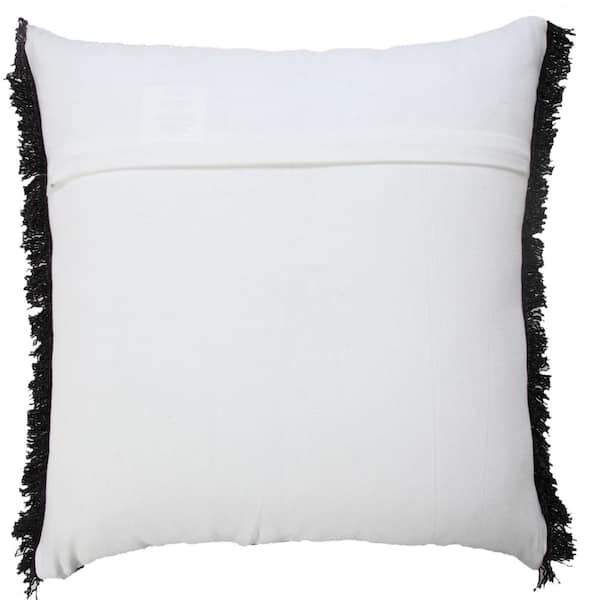 LR Home Charcoal Gray Solid Fringed Throw Pillow, 20 x 20