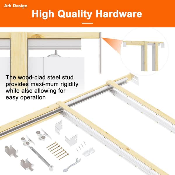 18 in. to 36 in. x 80 in. Universal Aluminum Pocket Door Frame with Hardware Kit and Soft Close