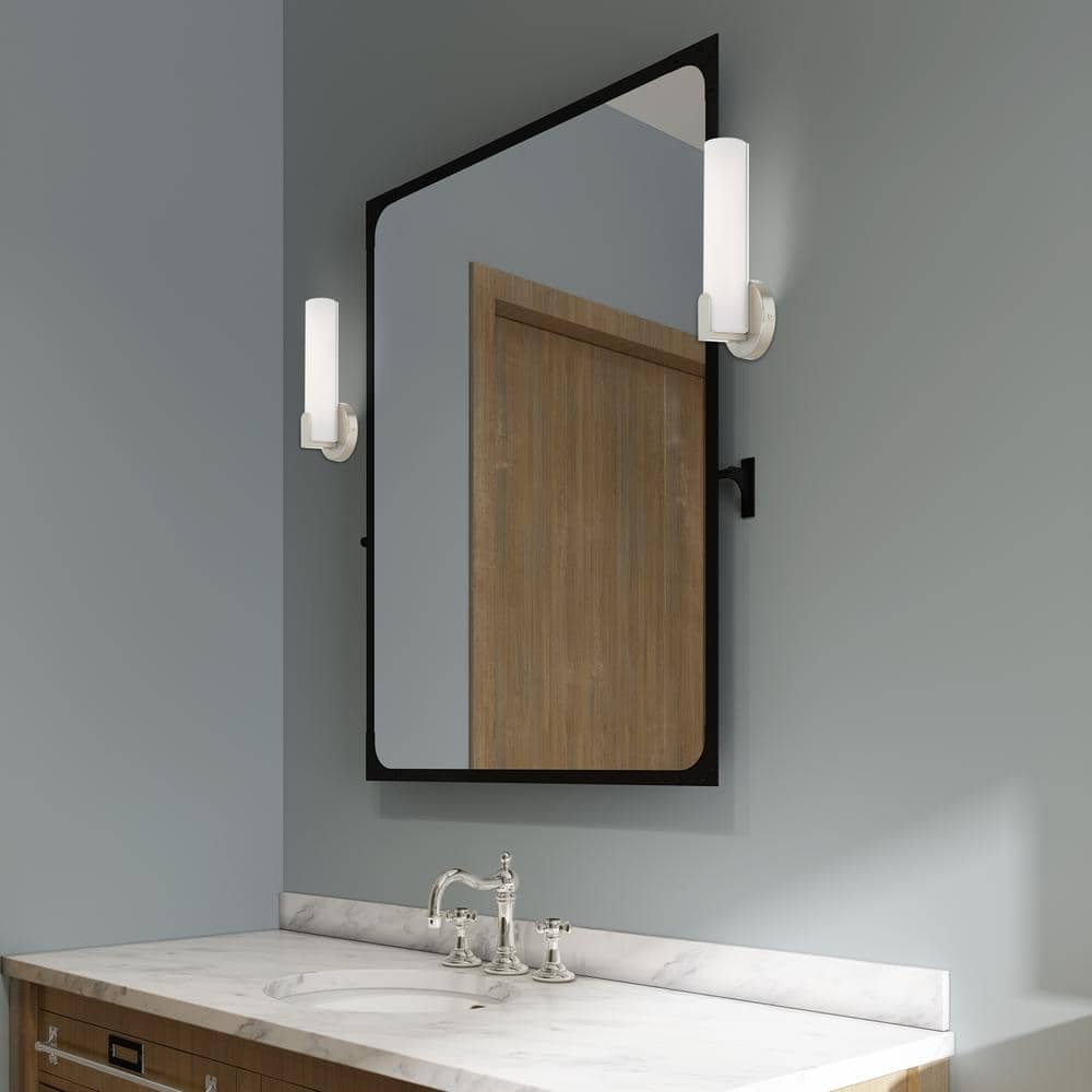 Lund 10W LED Brushed Nickel Wall Sconce with Satin White Shade
