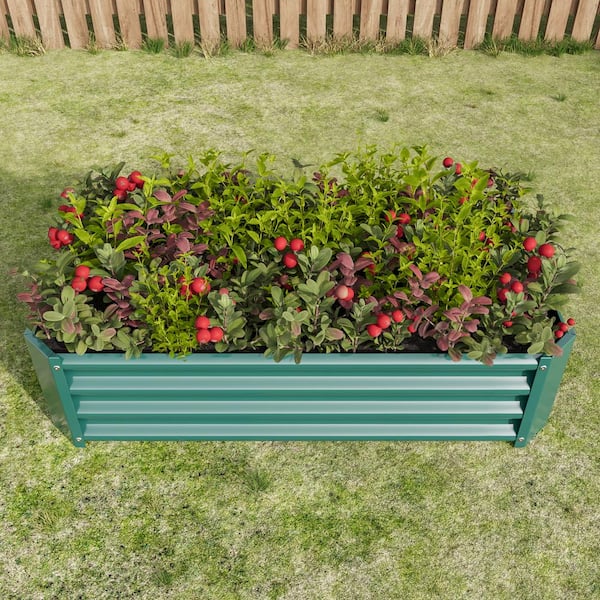 AUTMOON 47 in. x 24 in. x 11 in. Metal Raised Garden Bed, Outdoor Rectangle Raised Planter for Flowers Plants, Vegetables Green