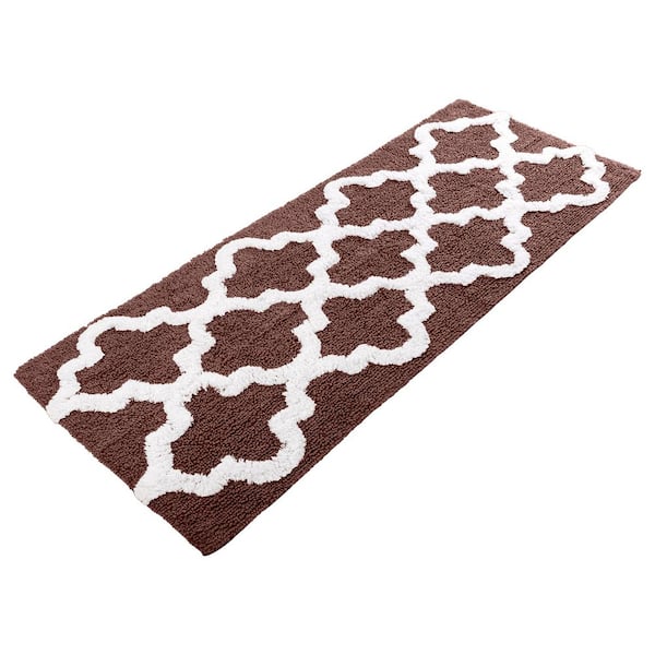 Lavish Home Trellis Chocolate 24 in. x 60 in. Bathroom Mat