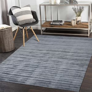 Milo Contemporary Solid Steel 9 ft. x 12 ft. Hand-Knotted Area Rug