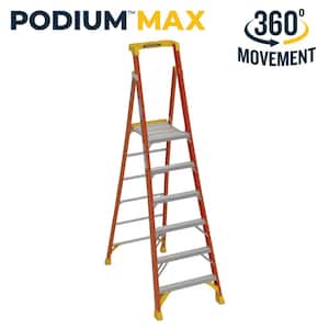 6 ft. Fiberglass Podium Step Ladder 12 ft. Reach 300 lbs. Type IA Duty Rating