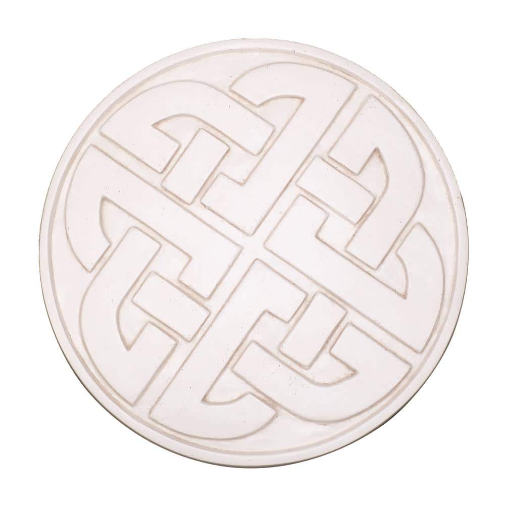 MPG 18 in. D x 1 in. H Light Aged White Composite Celtic Stepping Stone ...