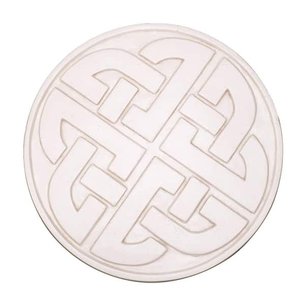 18 in. D x 1 in. H Light Aged White Composite Celtic Stepping Stone (Set of 3)