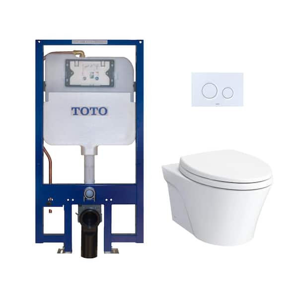 Tyranny At adskille Appel til at være attraktiv TOTO AP 2-Piece 0.9 and 1.28 GPF Dual Flush Wall-Hung Elongated Toilet and  DuoFit In-Wall Tank System in White, Seat Included CWT426CMFG#WH - The Home  Depot