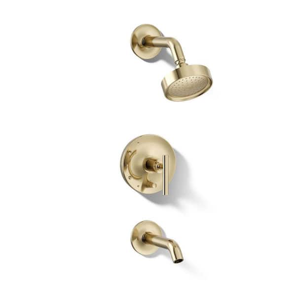 Purist 1-Handle Wall Mount Tub/Shower Trim Kit in Vibrant French Gold (Valve Not Included)