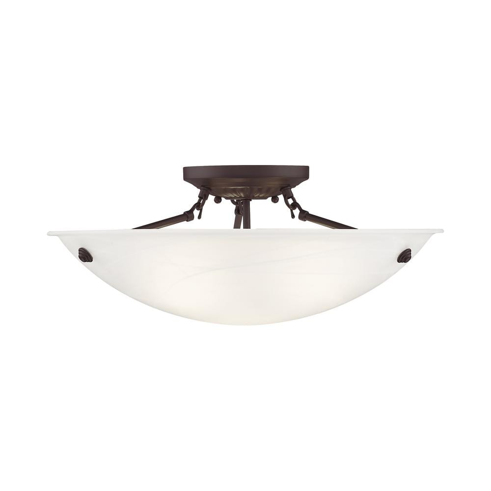 Oasis 20 in. 3-Light Bronze Semi Flush Mount with White Alabaster Glass price history on PriceWatchPro