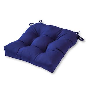 Solid Navy Sunbrella Fabric Square Tufted Outdoor Seat Cushion