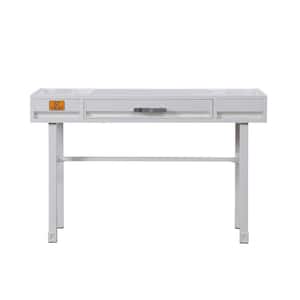 47 in. Rectangular White 1 Drawer Writing Desks with Built-In Storage