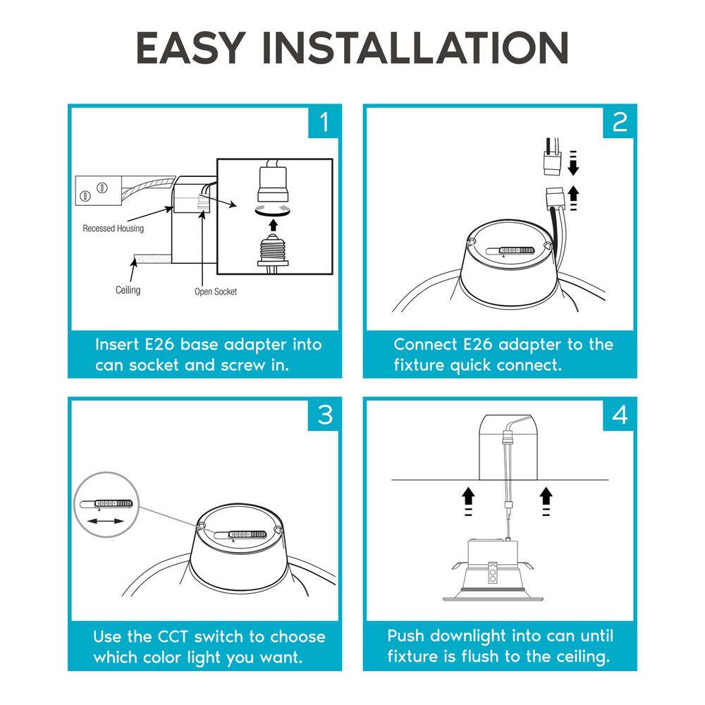 4-Inch White Aluminum Dimmable LED Recessed Lighting Kit