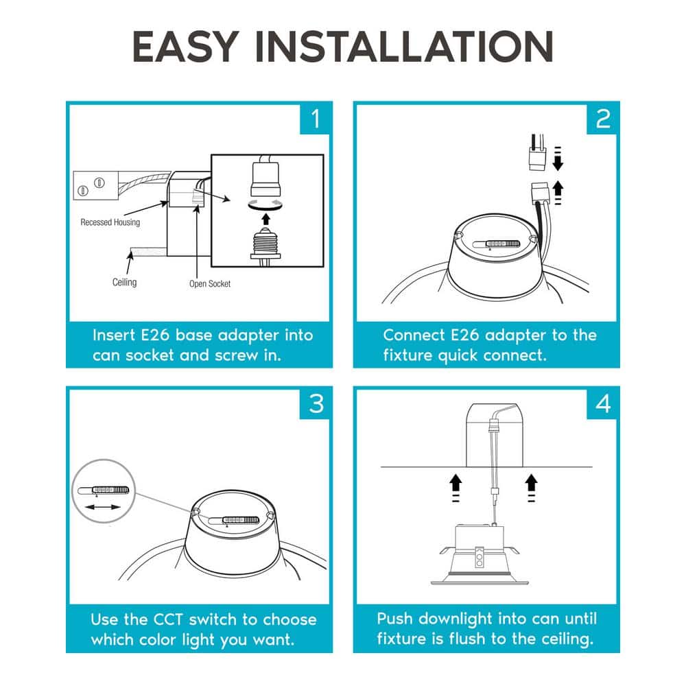 4'' White Dimmable LED Retrofit Recessed Lighting Kit