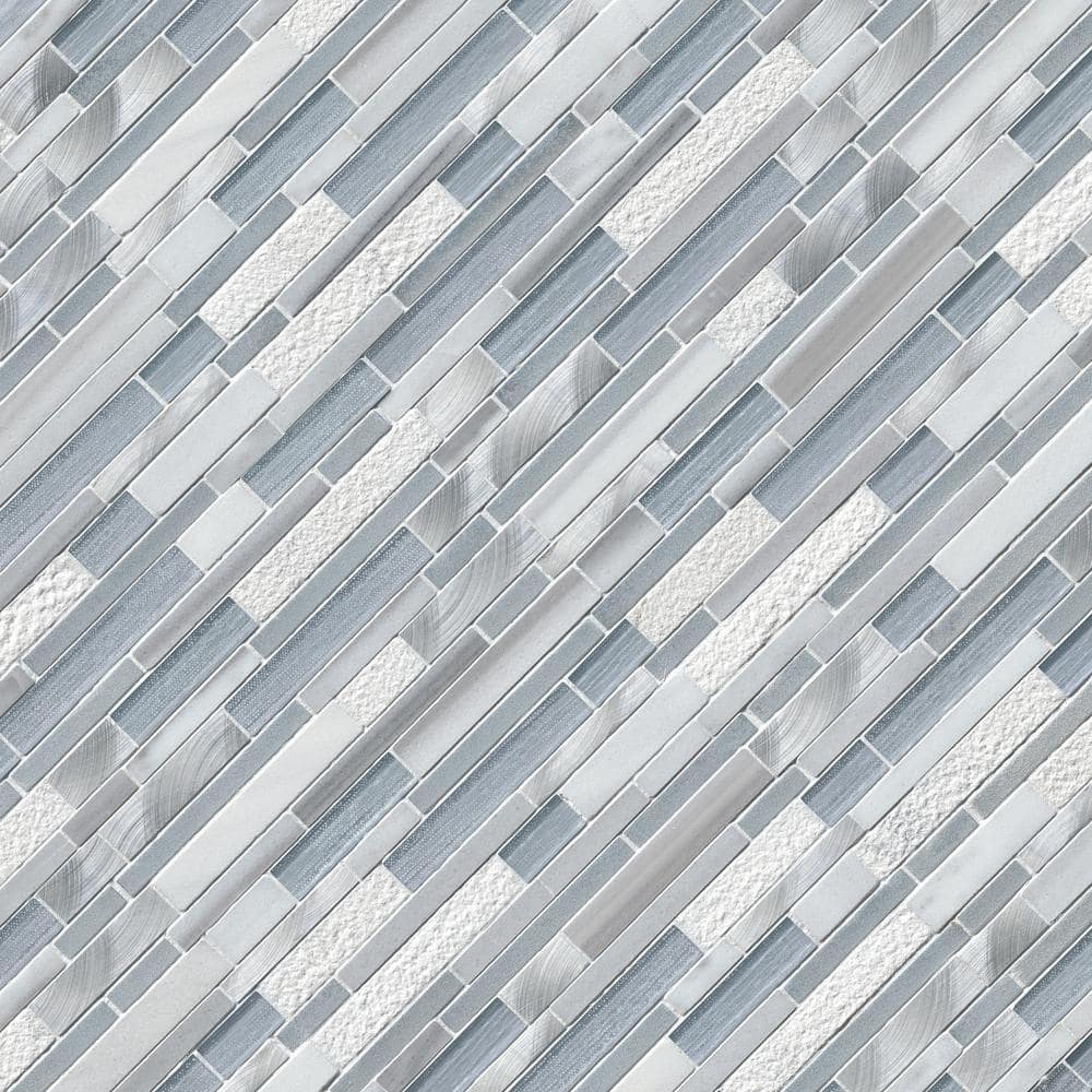 Harlow 12'' x 12'' Gray and White Glass Stone Mosaic Tile