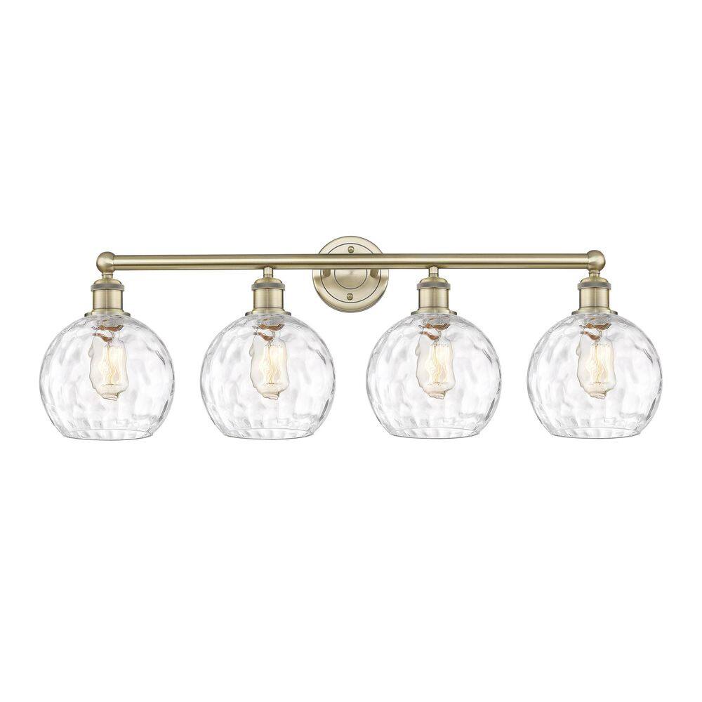 Athens Water Glass 35 in. 4-Light Antique Brass Vanity Light with Glass Shade price history on PriceWatchPro