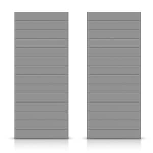 72 in. x 96 in. Hollow Core Light Gray Stained Composite MDF Interior Double Closet Sliding Doors
