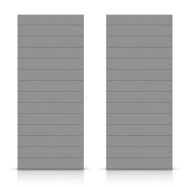 CALHOME 72 in. x 96 in. Hollow Core Light Gray Stained Composite MDF Interior Double Closet Sliding Doors