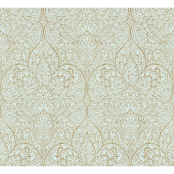 York Wallcoverings Blue Metallic Paradise Paper Unpasted Wallpaper, 20.8-in. by 33-ft.
