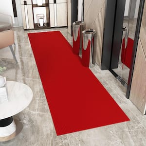 Lifesaver Non-Slip Rubberback Indoor/Outdoor Long Hallway Runner Rug 2 ft. x 13 ft. Red Polyester Garage Flooring