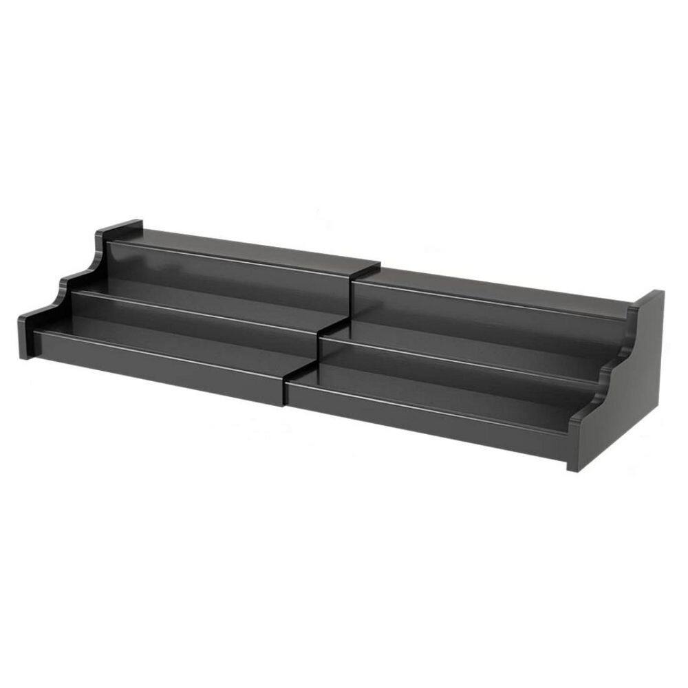 3-Tier Black Bamboo Spice Rack, 12.7 in.-22.2 in. Expandable Display Shelf, Kitchen Cabinet Organizer price history on PriceWatchPro