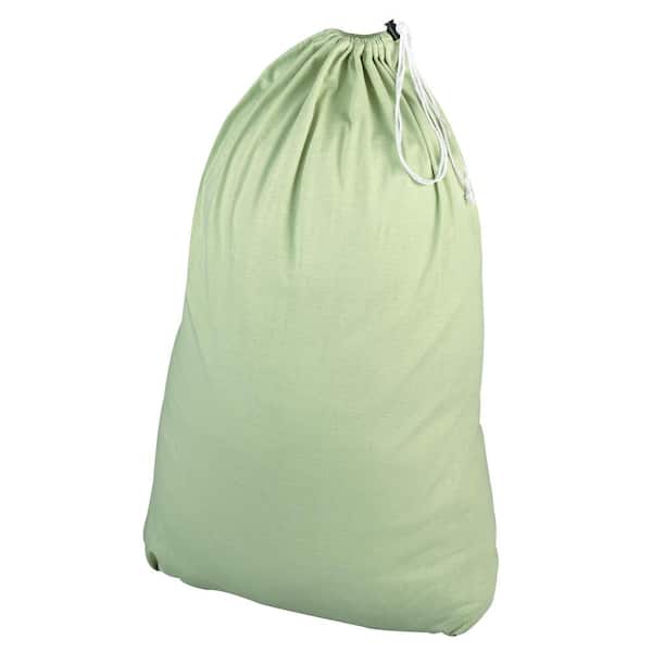 HOUSEHOLD ESSENTIALS Sage Green Cotton Jersey Laundry Bag and Sorter