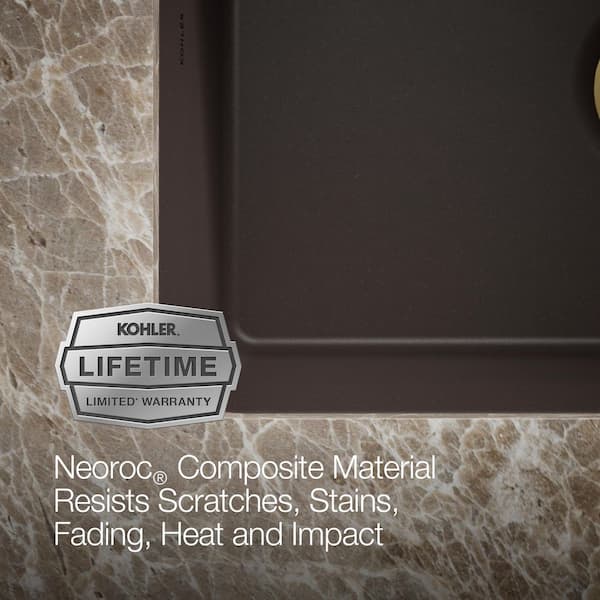 KOHLER Cairn Undermount Neoroc Granite Composite 33.5 in. 0-Hole