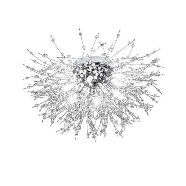Jushua 19.7 in. Flush Mount Ceiling Lights Crystal Sputnik Firework Close to Ceiling Lamp LED Ceiling Lighting Fixtures