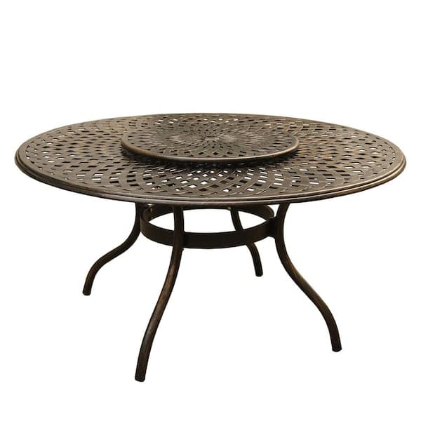 Bronze With Lazy Susan Hd1022 Round, Outdoor Round Patio Table With Lazy Susan