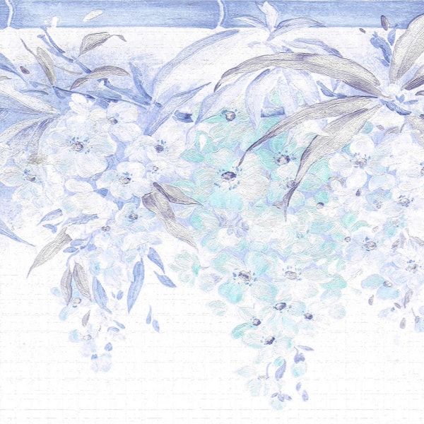 Dundee Deco Falkirk Dandy II Purple Flowers on Bamboo Rod Floral Peel and Stick Wallpaper Border