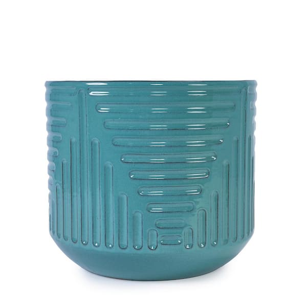 Ceramic Flowerpot, Modern Planter for Patio, Garden, Windowsill-Cyan