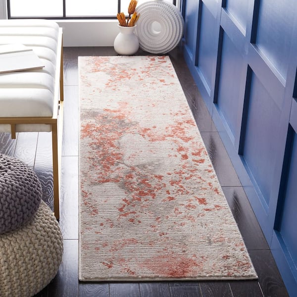 Meadow 2 ft. x 13 ft. Beige/Pink Distressed Marble Runner Rug