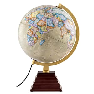 Peninsula Plus 19.5 in. Tall x 12 in. Diameter Illuminated Decorative Desktop World Globe