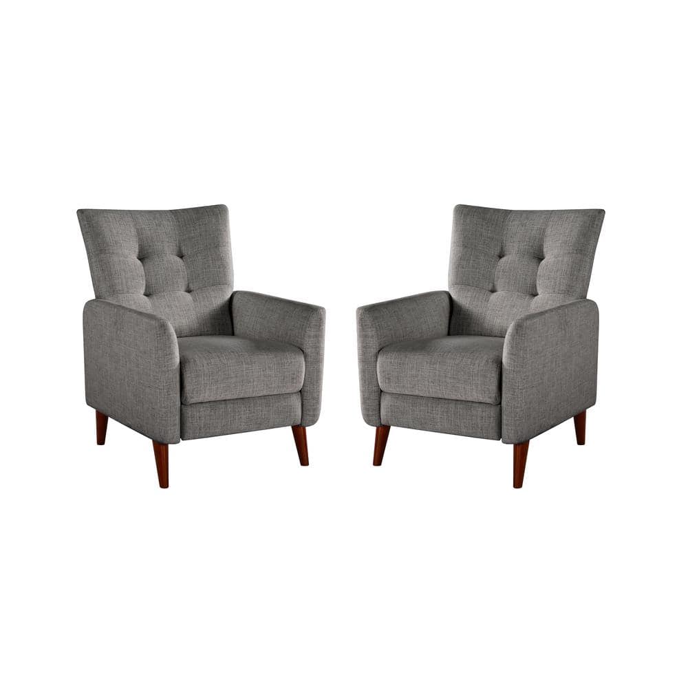 ARTFUL LIVING DESIGN Lidia Grey Wood Legs Recliner (Set of 2)