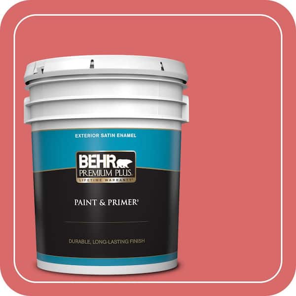 BEHR PREMIUM PLUS 5 gal. #160B-6 Coral Expression Satin Enamel Exterior Paint & Primer