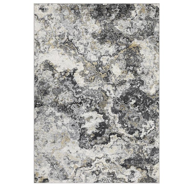 Gray 9 ft. x 12 ft. Abstract Washable Print Anti-stain Anti-slip for Living Room Bedroom Home Décor Area Rug