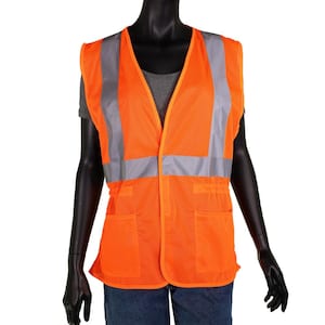 Women's Small/Medium Orange ANSI Type R Class 2 Contoured Safety Vest with Adjustable Waist and 2 Mesh Pockets